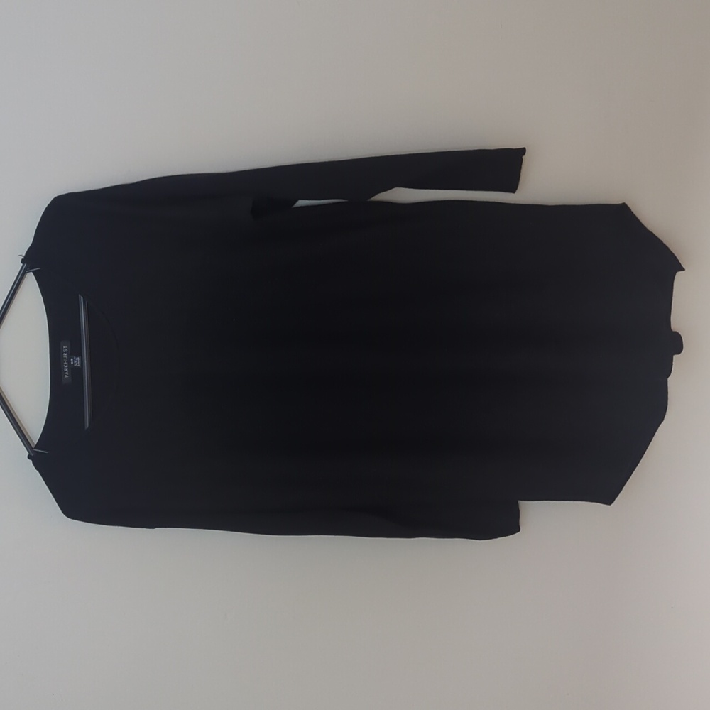 Parkhurst Black Knit Long Sleeve Cotton Dress Medium